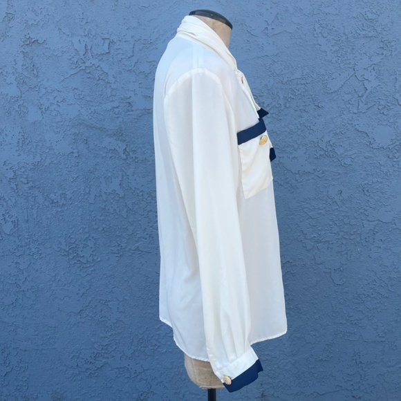 90s blouse size 10 Medium Nautical top Evan Picone - Picture 5 of 14